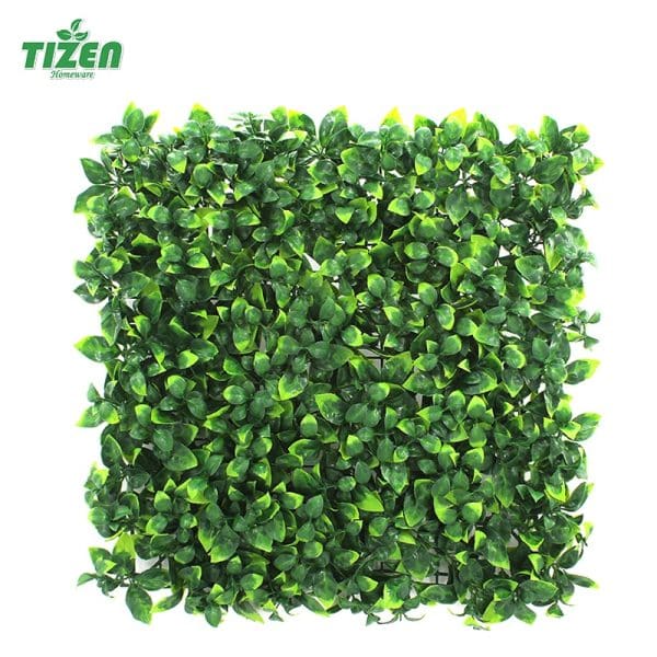 Tizen wholesale artificial turf vs real grass Decoration Panel Synthetic Backdrop tea leaf Green Artificial plant Grass wall