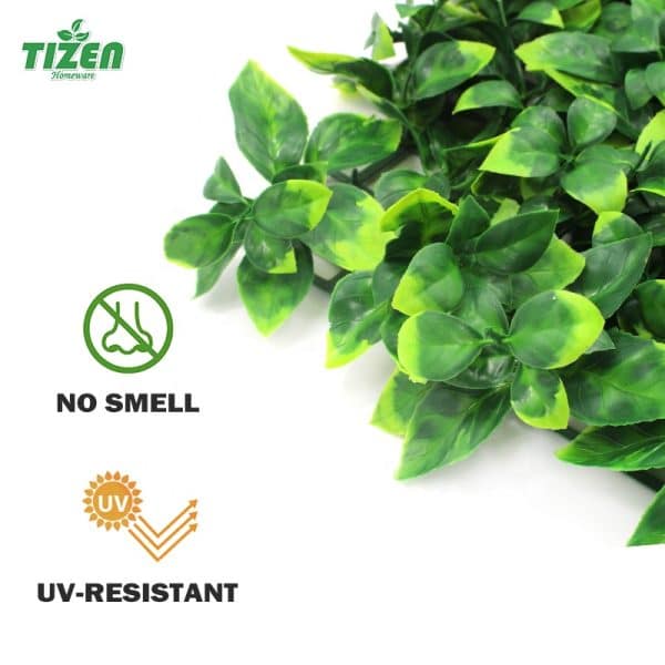 Tizen wholesale artificial turf vs real grass Decoration Panel Synthetic Backdrop tea leaf Green Artificial plant Grass wall - Image 4