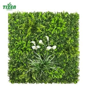 Tizen Wholesale artificial vines plastic with flowers grass greenery wall panels Artificial grass plant wall for hotel decor