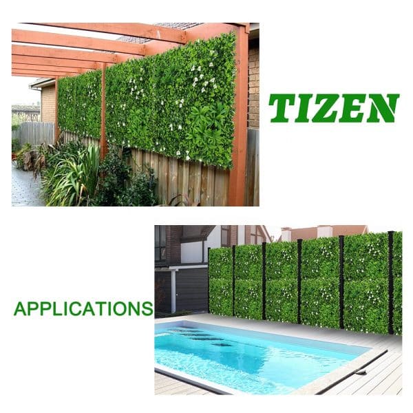 Tizen OEM/ODM Wholesale artificial vines for decoration plastic hedge topiary panels garden green home decor artificial plant grass wall - Image 6