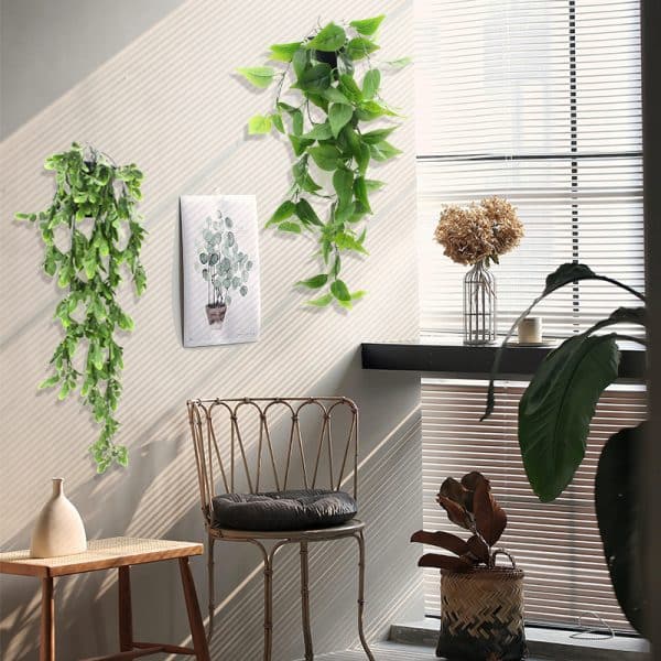 Tizen New Design Ferns Vine large ivy leaf roll Green Artificial Hanging Basket Plant - Image 3