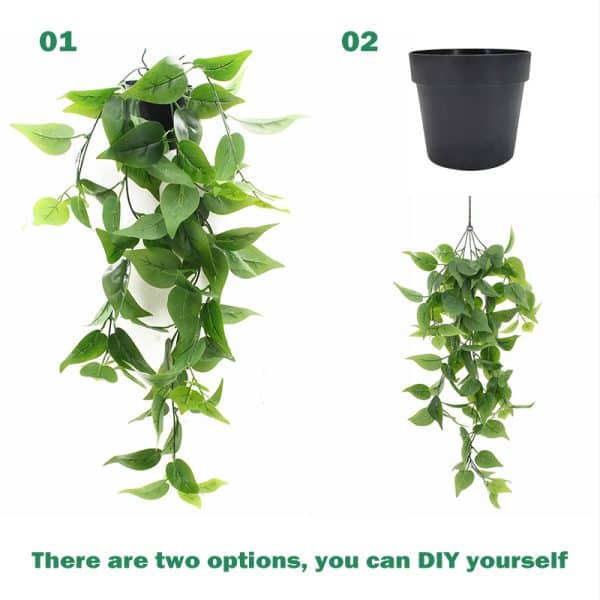 Tizen New Design Ferns Vine large ivy leaf roll Green Artificial Hanging Basket Plant - Image 4